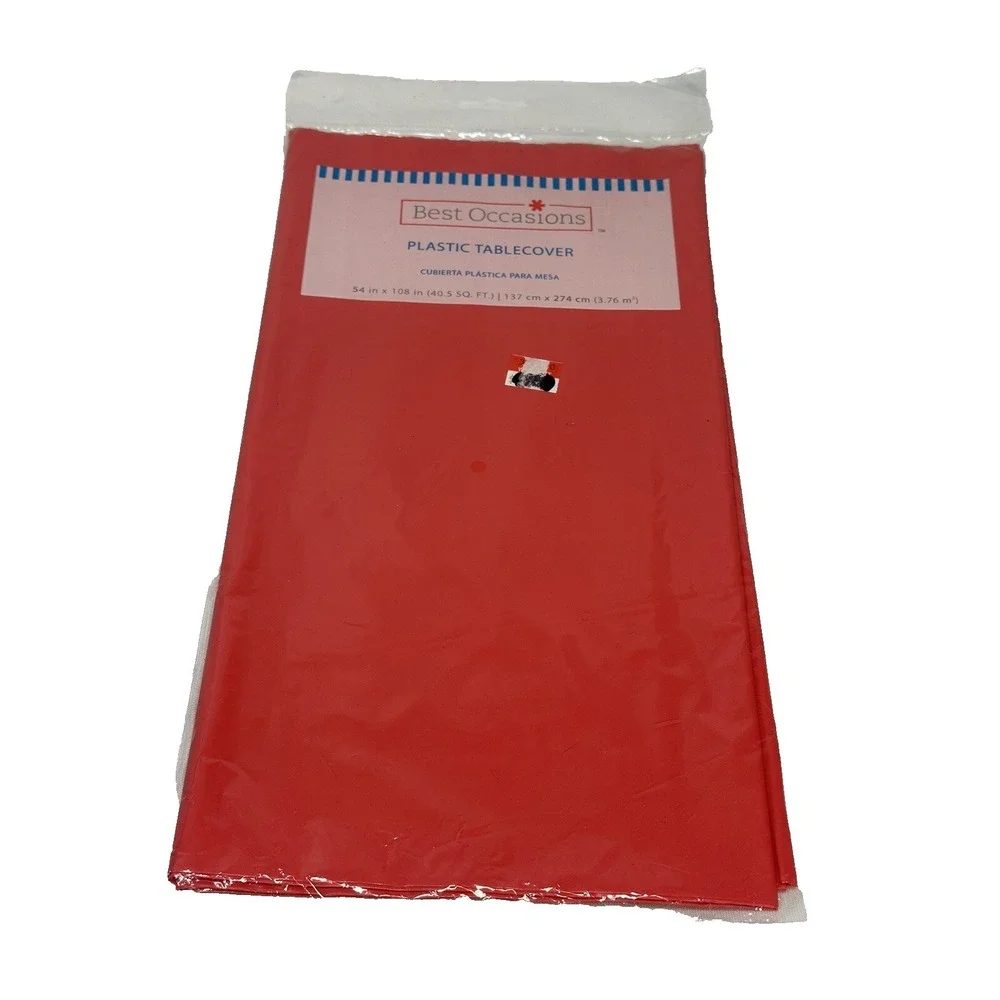LOT OF 14 BEST OCCASIONS plastic table cover 58 X 108 rectangle RED‎